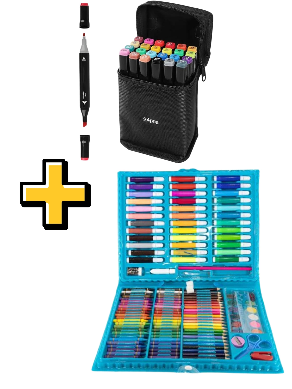 150pcs set za crtanje + 24pcs dvostrani markeri